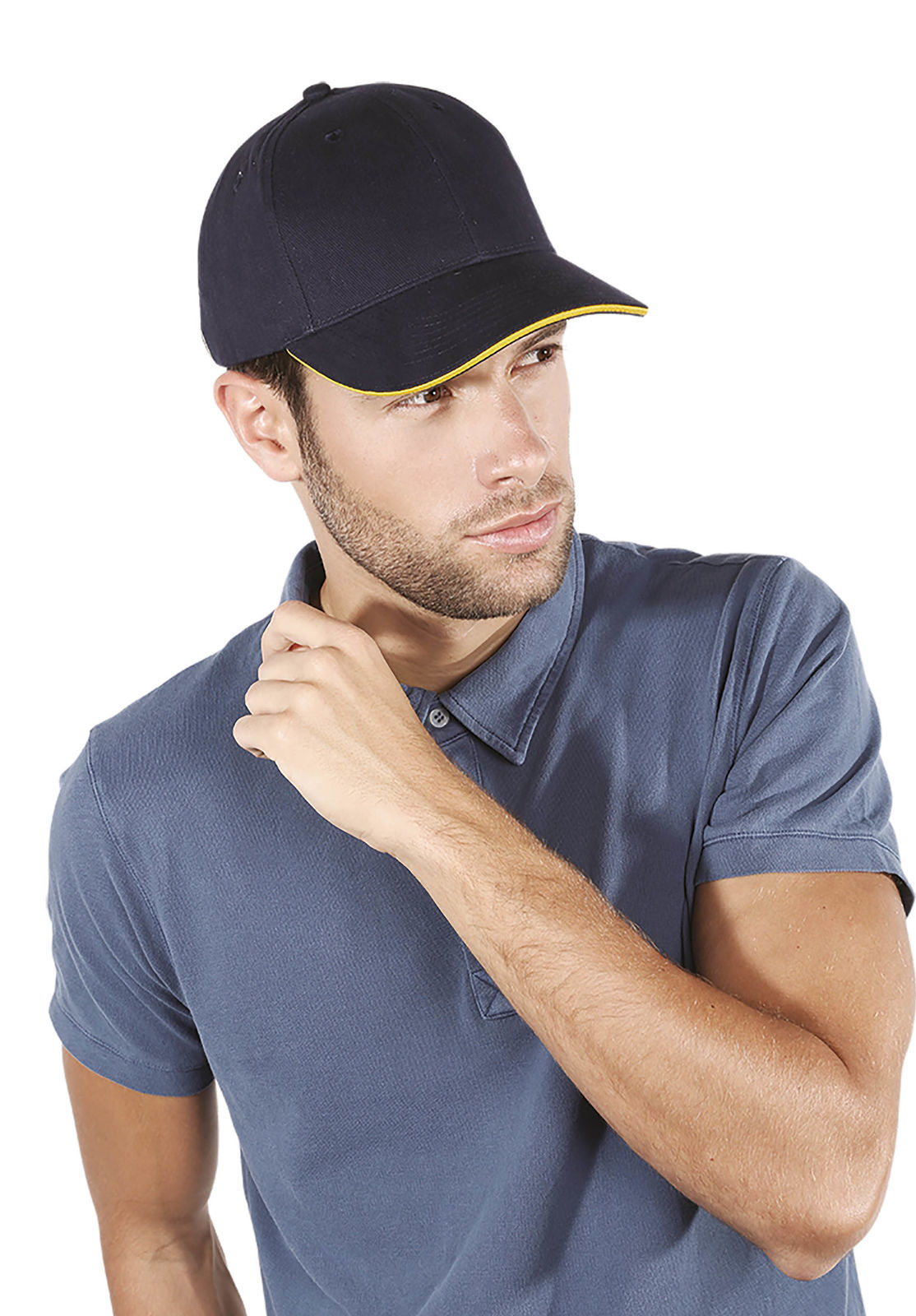 Casquette Homme Orlando 6 panneaux noir liseré blanc - KARIBAN