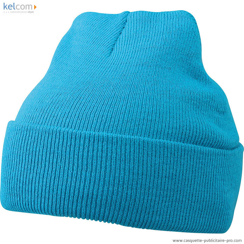 Bonnet tricot publicitaire Bleu Caraïbes