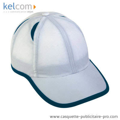 Casquette 6 panneaux microfibre Blanc Marine