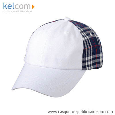 Casquette à carreaux publicitaire Blanc Marine