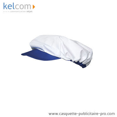 Casquette Boucher-publicitaire Blanc Bleu