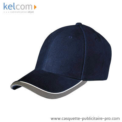 Casquette coton publicitaire Marine Gris clair