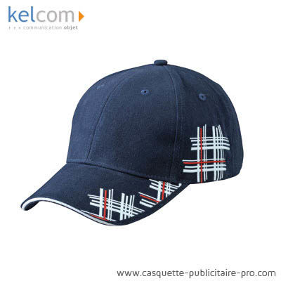 Casquette course publicitaire Marine Blanc