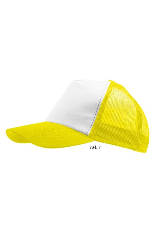 Casquette personnalisée 5 panneaux avec filet | Bull Blanc Citron