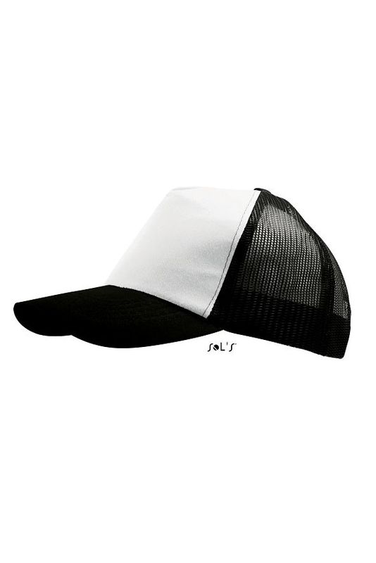 Casquette personnalisée 5 panneaux avec filet | Bull Blanc Noir