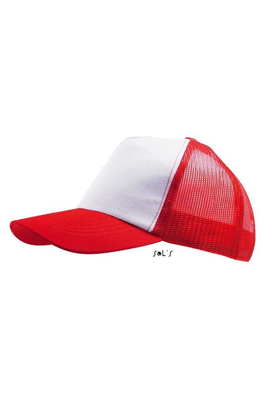 Casquette personnalisée 5 panneaux avec filet | Bull Blanc Rouge