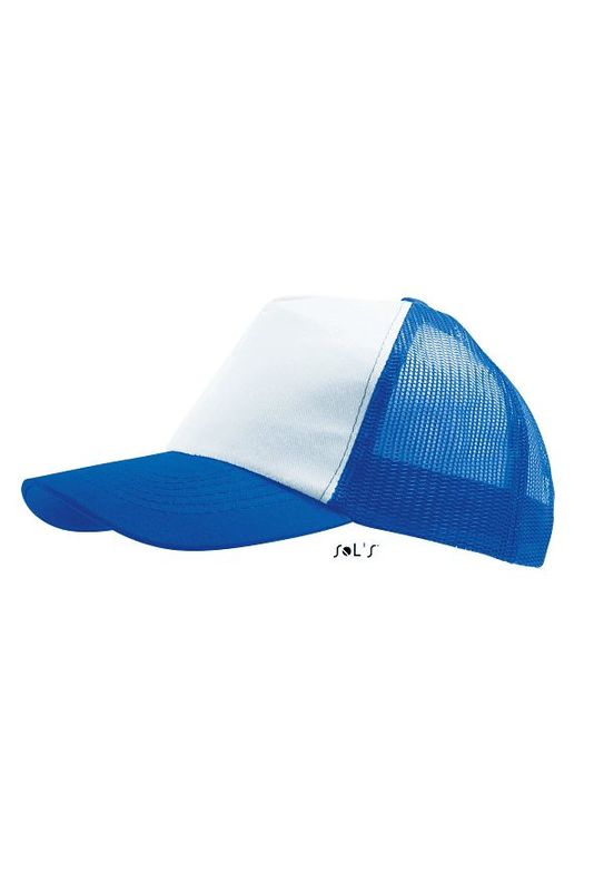 Casquette personnalisée 5 panneaux avec filet | Bull Blanc Royal