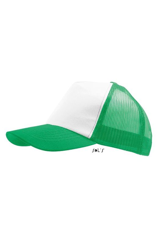 Casquette personnalisée 5 panneaux avec filet | Bull Blanc Vert Prairie