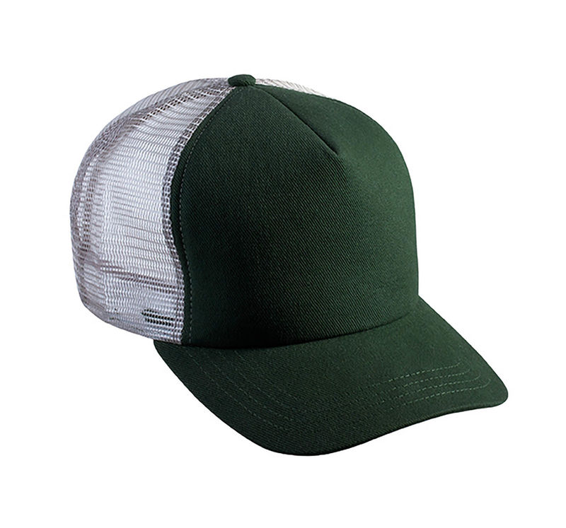 Casquette personnalisée 5 panneaux avec filet | Cyje Vert forêt Gris Clair