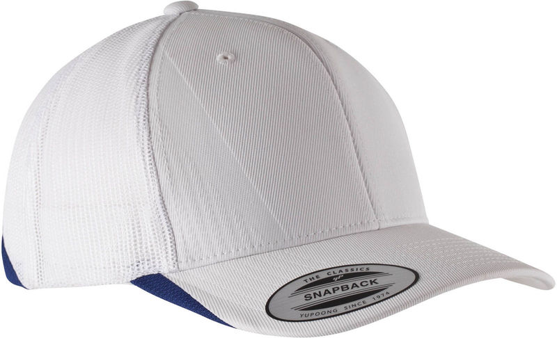 Casquette personnalisée 6 panneaux avec filet | Poffa Blanc Bleu royal