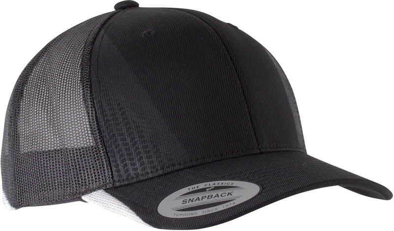 Casquette personnalisée 6 panneaux avec filet | Poffa Noir Blanc