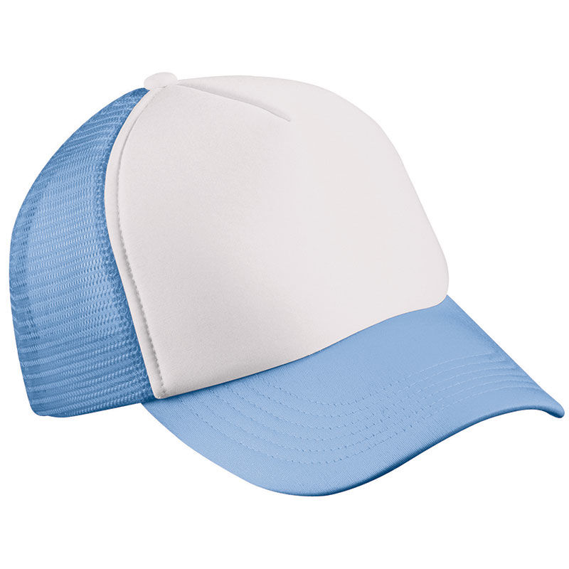 Casquette personnalisée 5 panneaux avec filet | Zoojy Blanc Bleu clair