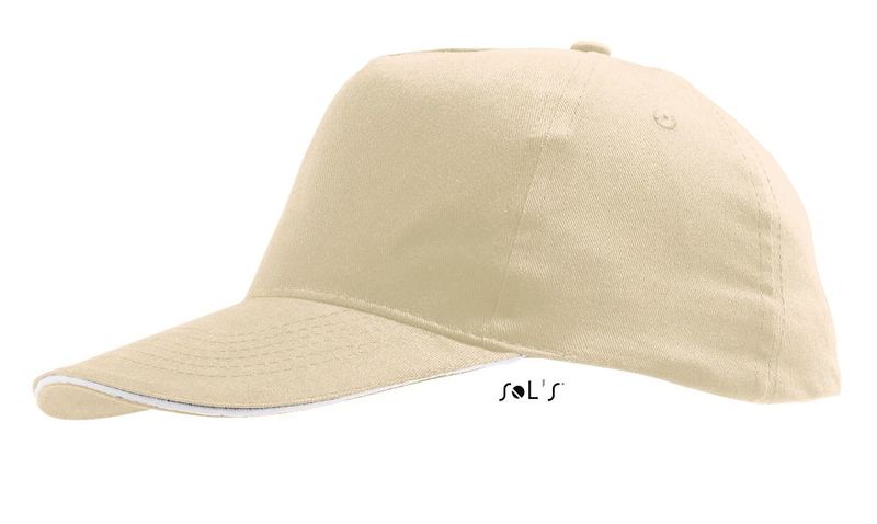 Casquette personnalisée classique 5 panneaux | Sunny Beige Blanc