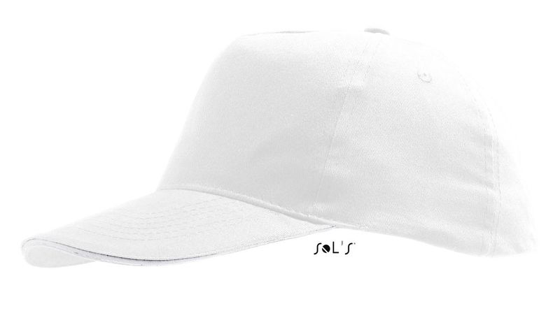 Casquette personnalisée classique 5 panneaux | Sunny Blanc