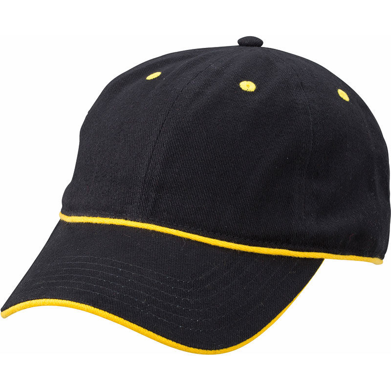 Casquette personnalisée classique 6 panneaux | Lyca Noir Jaune Doré