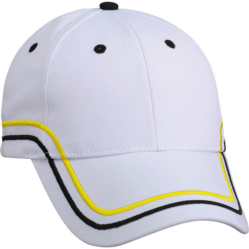 Casquette personnalisée classique 6 panneaux | Moomy Blanc Noir Jaune