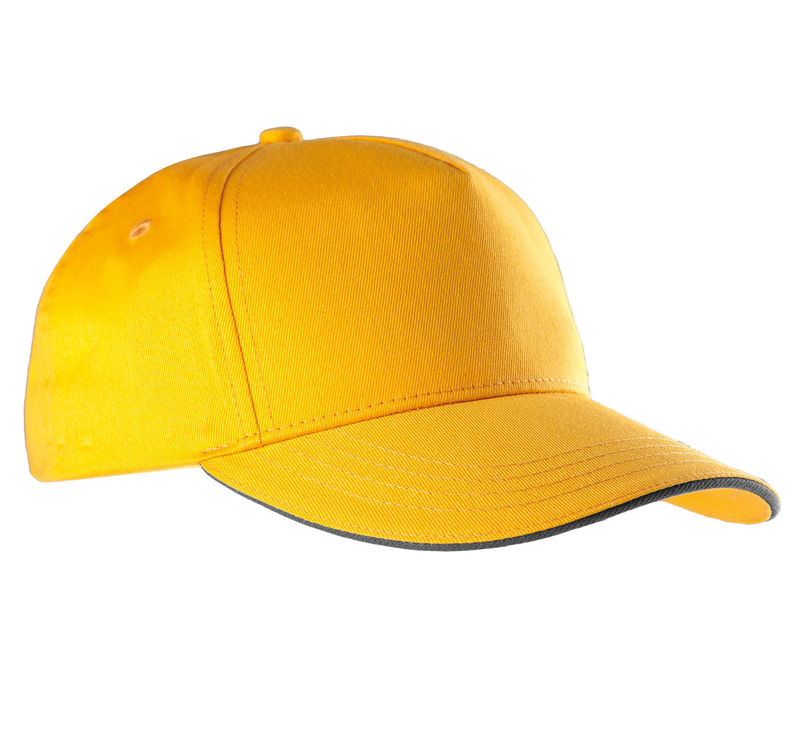 Casquette personnalisée classique 5 panneaux | Looloo Jaune Gris foncé