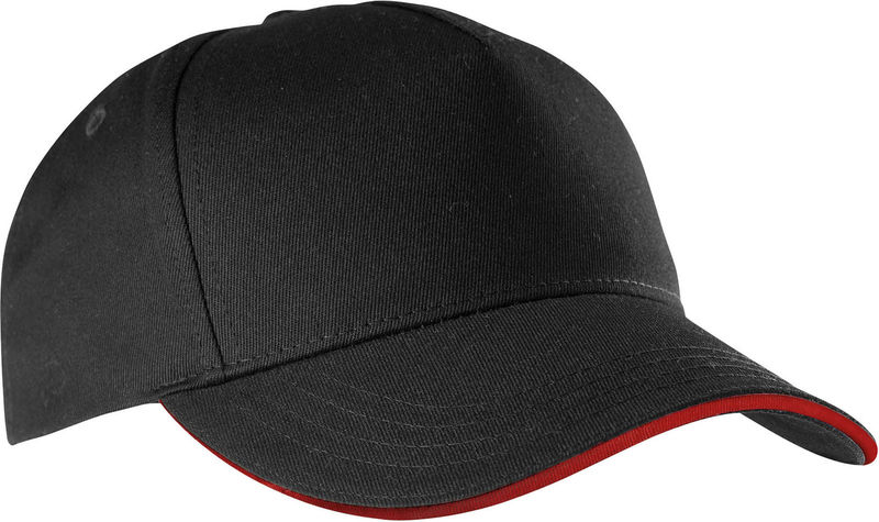 Casquette personnalisée classique 5 panneaux | Looloo Noir Rouge