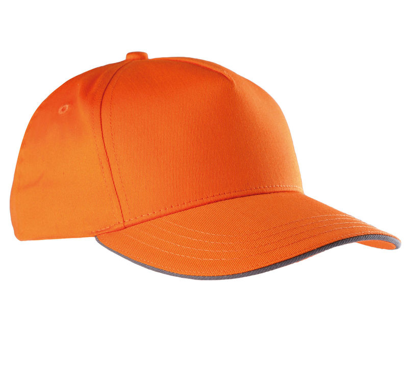 Casquette personnalisée classique 5 panneaux | Looloo Orange Gris foncé