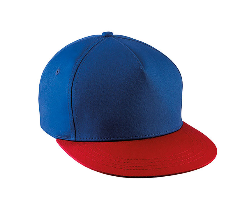 Casquette personnalisée plate 5 panneaux | Yuke Bleu royal Rouge