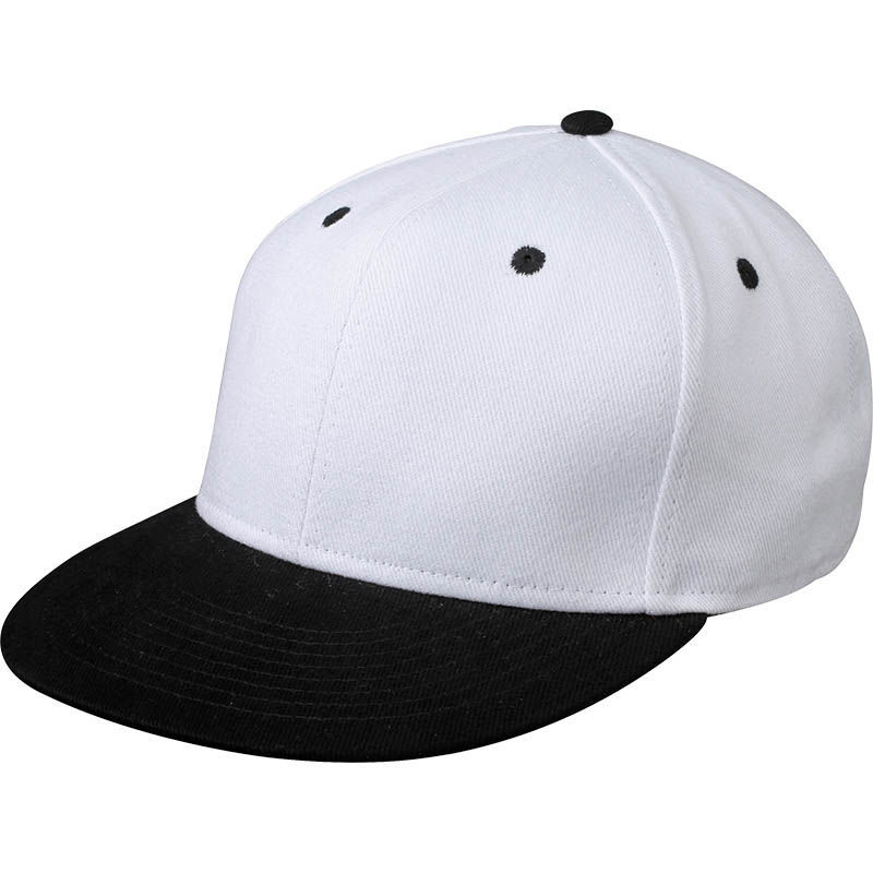 Casquette personnalisée plate 6 panneaux | Jabu Blanc Noir