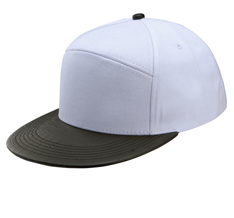 Casquette personnalisée plate 6 panneaux | Povi Blanc Noir