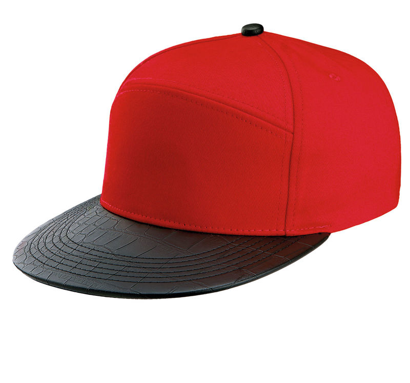 Casquette personnalisée plate 6 panneaux | Povi Rouge Noir