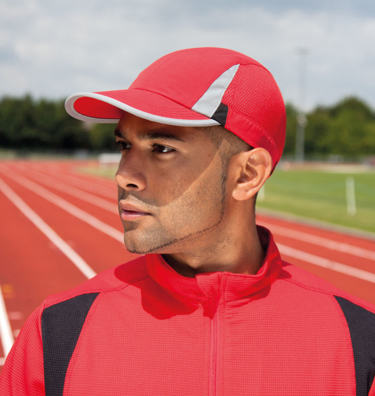 Casquette publicitaire classique 4 panneaux | Spiro Sport Rouge Noir 1