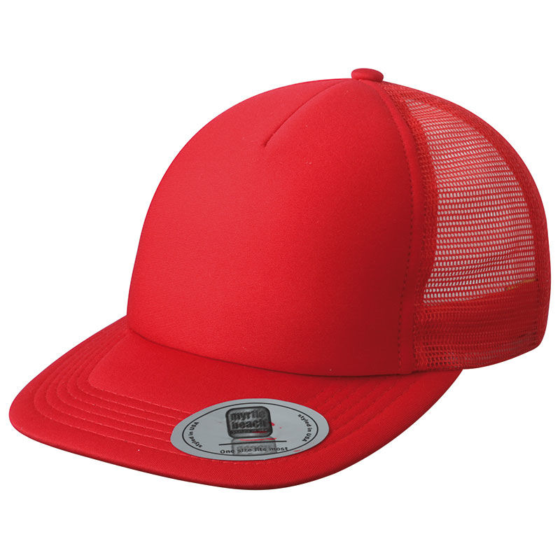 Casquette publicitaire 5 panneaux avec filet | Jige Rouge