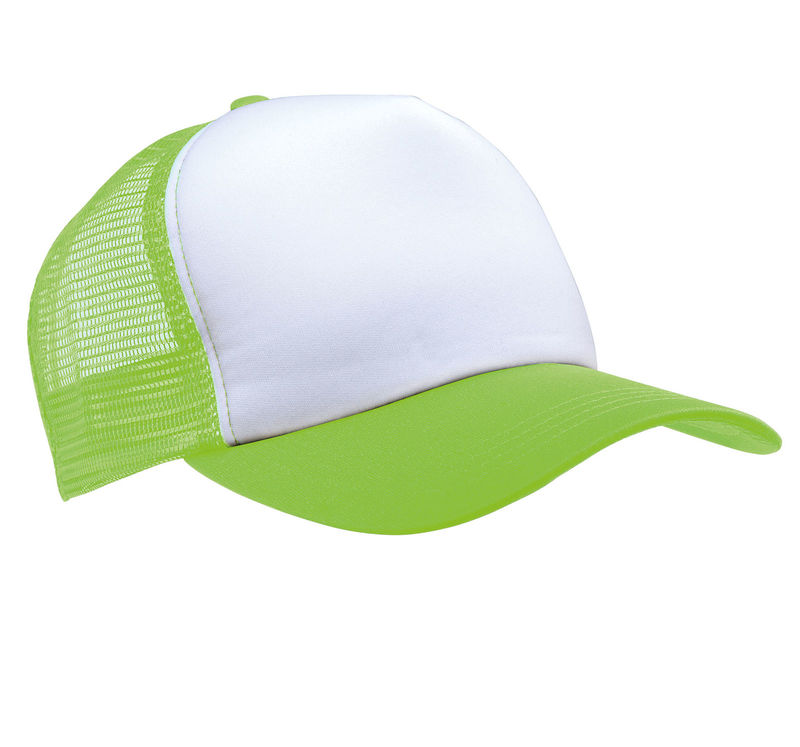 Casquette publicitaire 5 panneaux avec filet | Wypy Blanc Lime