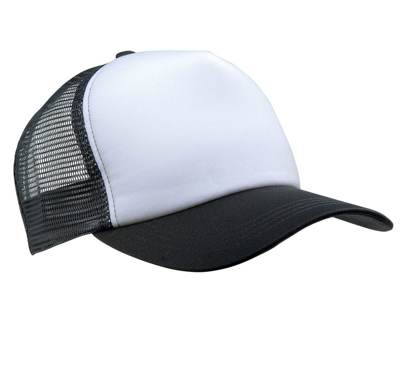 Casquette publicitaire 5 panneaux avec filet | Wypy Blanc Noir