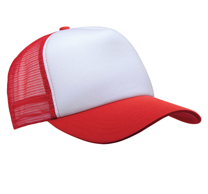 Casquette publicitaire 5 panneaux avec filet | Wypy Blanc Rouge