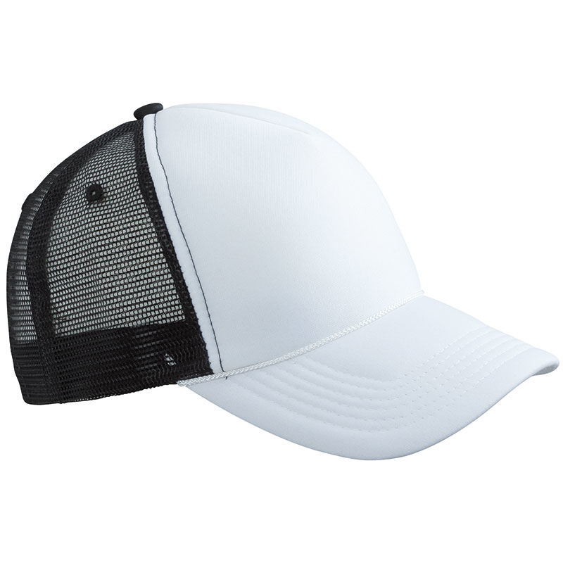 Casquette publicitaire 5 panneaux avec filet | Zimoo Blanc Noir