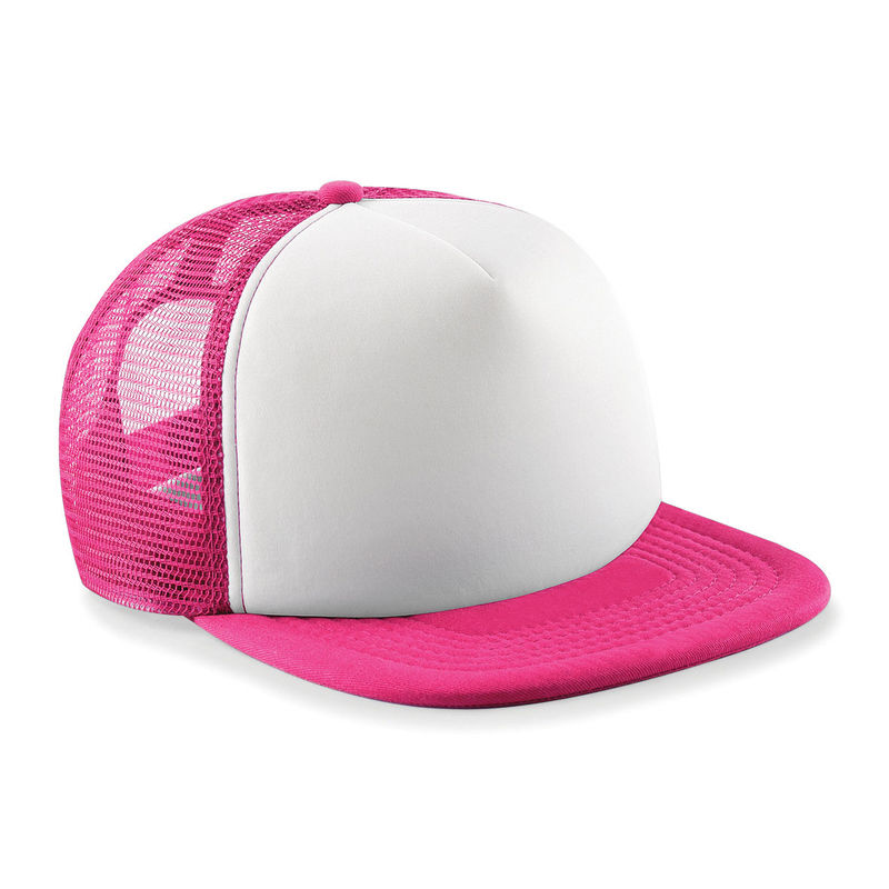 Casquette publicitaire 5 panneaux avec filet | Pissoo Fuchsia Blanc 1