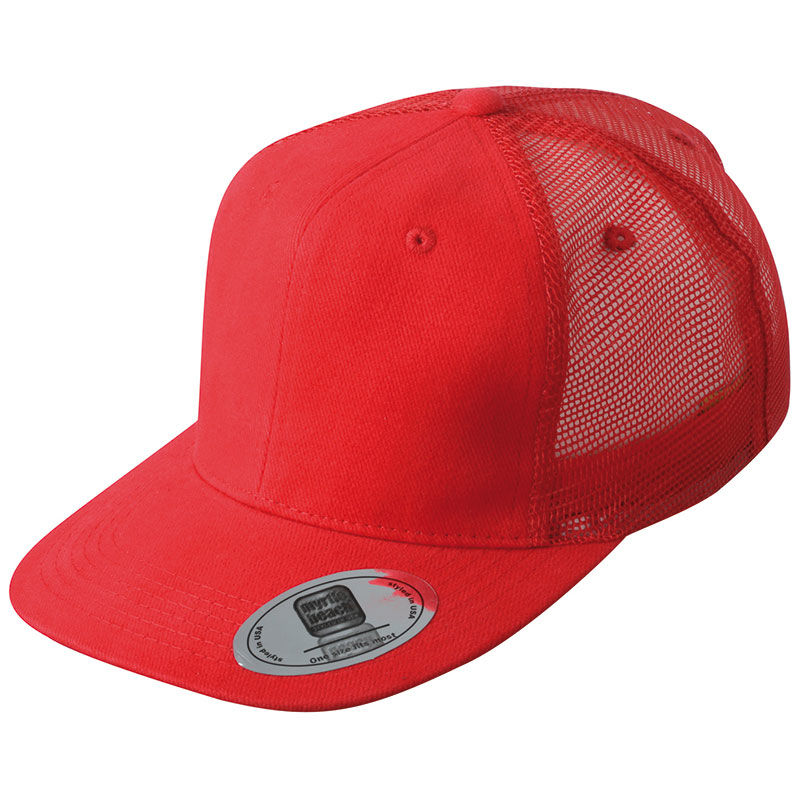 Casquette publicitaire 6 panneaux avec filet | Byho Rouge