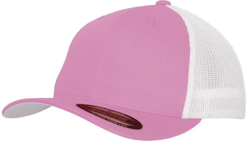 Casquette publicitaire 6 panneaux avec filet | Poone Rose Blanc 1