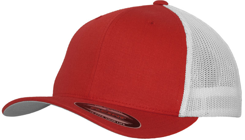 Casquette publicitaire 6 panneaux avec filet | Poone Rouge Blanc 1