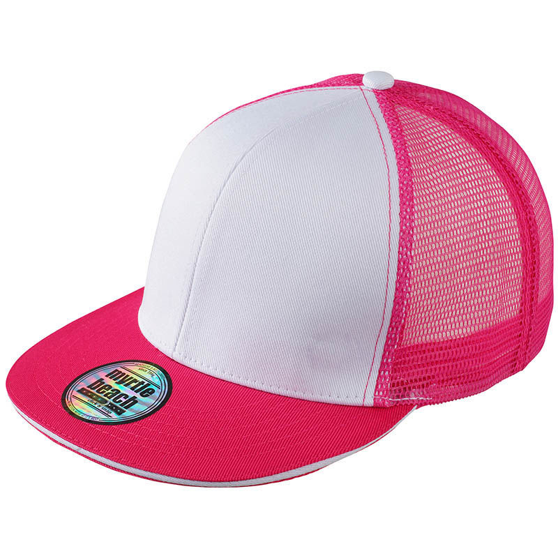 Casquette publicitaire 6 panneaux avec filet | Saggu Blanc Magenta