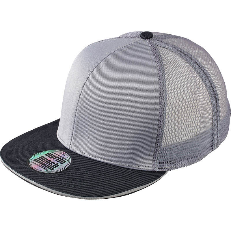 Casquette publicitaire 6 panneaux avec filet | Saggu Gris Clair Noir