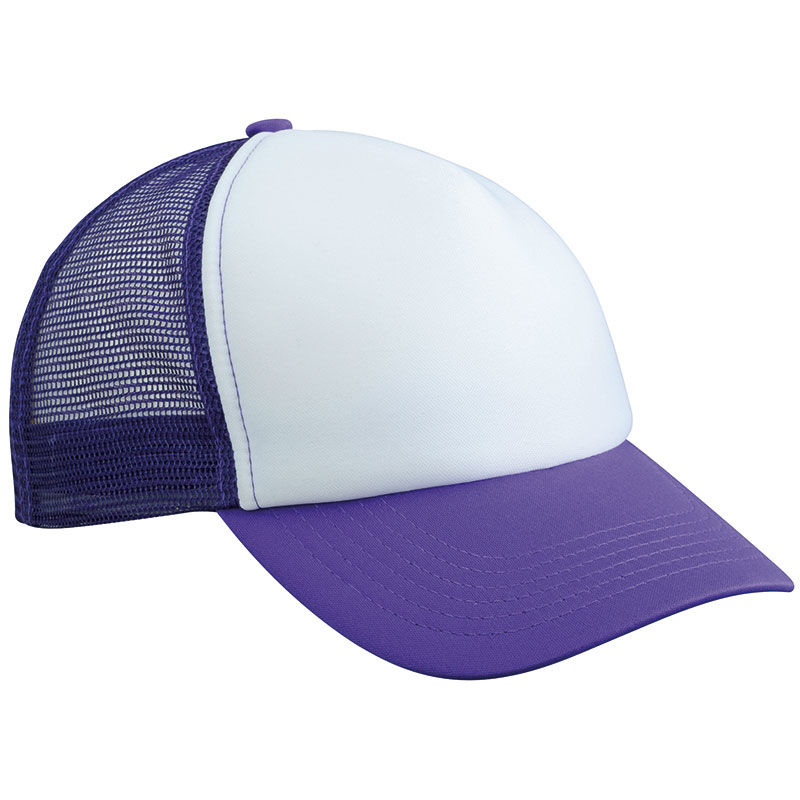 Casquette publicitaire 5 panneaux avec filet | Zoonnoo Blanc Lilas