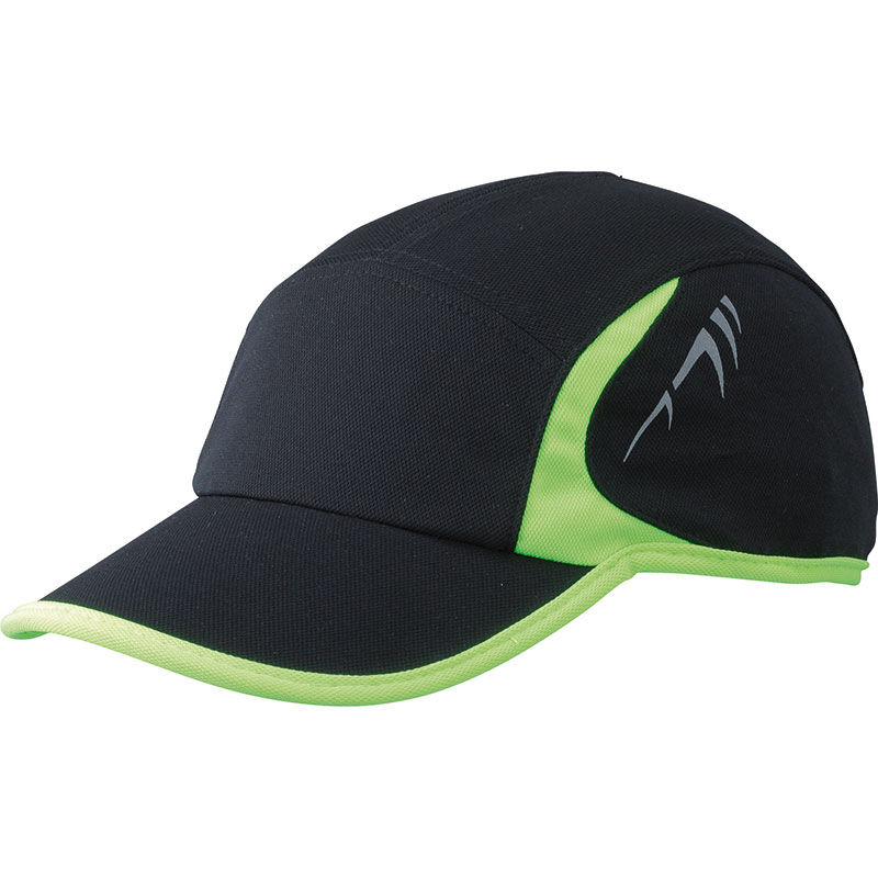 Casquette publicitaire classique 4 panneaux | Ruwu Noir Neon Jaune