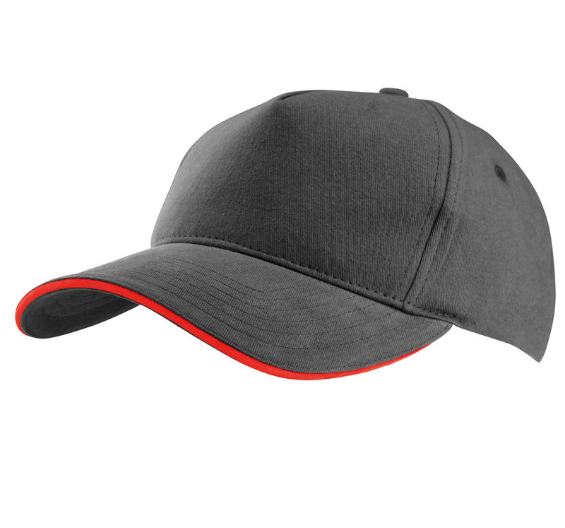 Casquette publicitaire classique 5 panneaux | Nooloo Gris Rouge