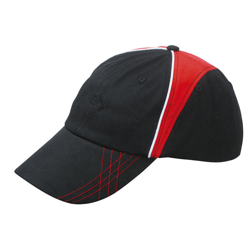 Casquette publicitaire classique 6 panneaux | Pudoo Noir Rouge