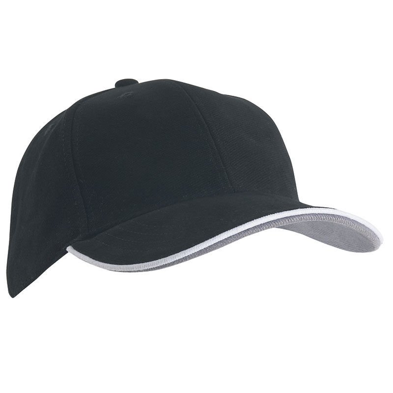 Casquette publicitaire classique 6 panneaux | Wiru Noir Blanc