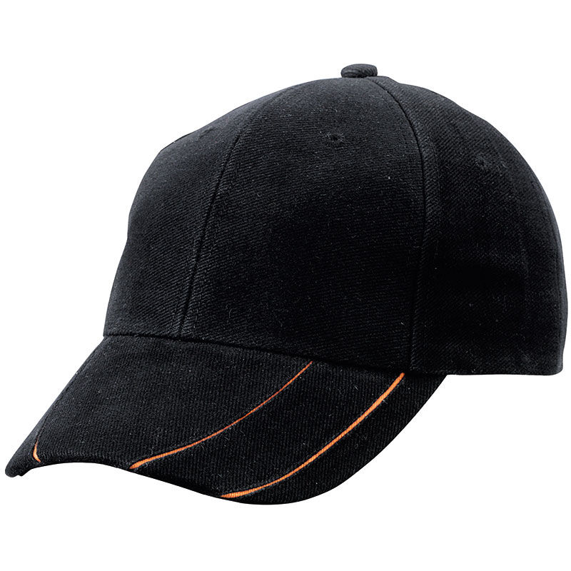 Casquette publicitaire classique 6 panneaux | Wydi Noir Orange