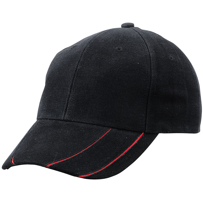 Casquette publicitaire classique 6 panneaux | Wydi Noir Rouge