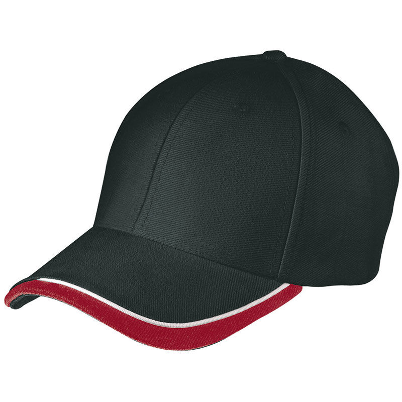 Casquette publicitaire classique 6 panneaux | Xisy Noir Rouge