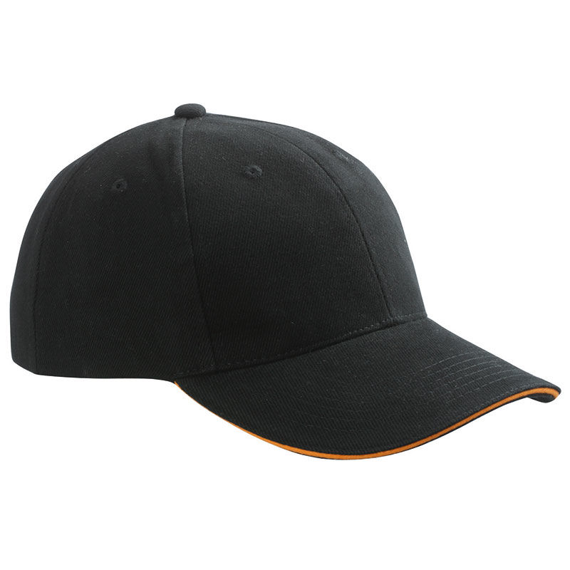 Casquette publicitaire classique 6 panneaux | Xyce Noir Orange