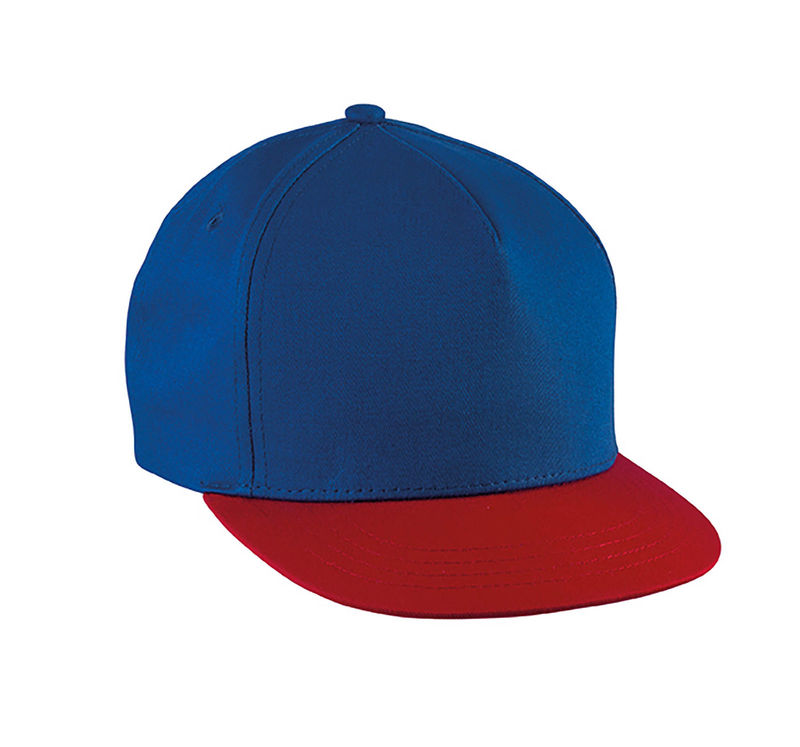 Casquette publicitaire plate 5 panneaux | Melly Bleu royal Rouge