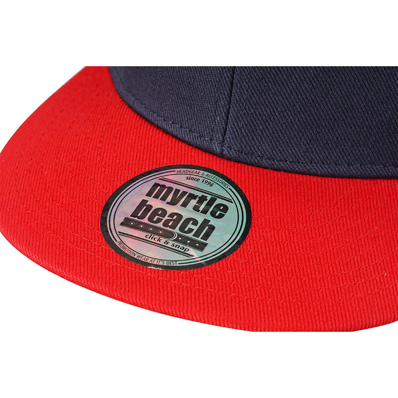 Casquette publicitaire plate 6 panneaux | Tetty Noir Rouge